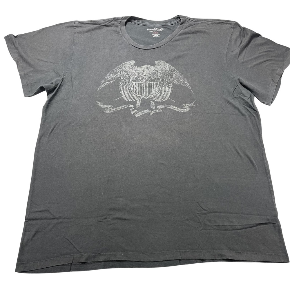 Denim & Supply Ralph Lauren Shirt Mens 2XL Gray Eagle USA Patriotic Graphic Tee